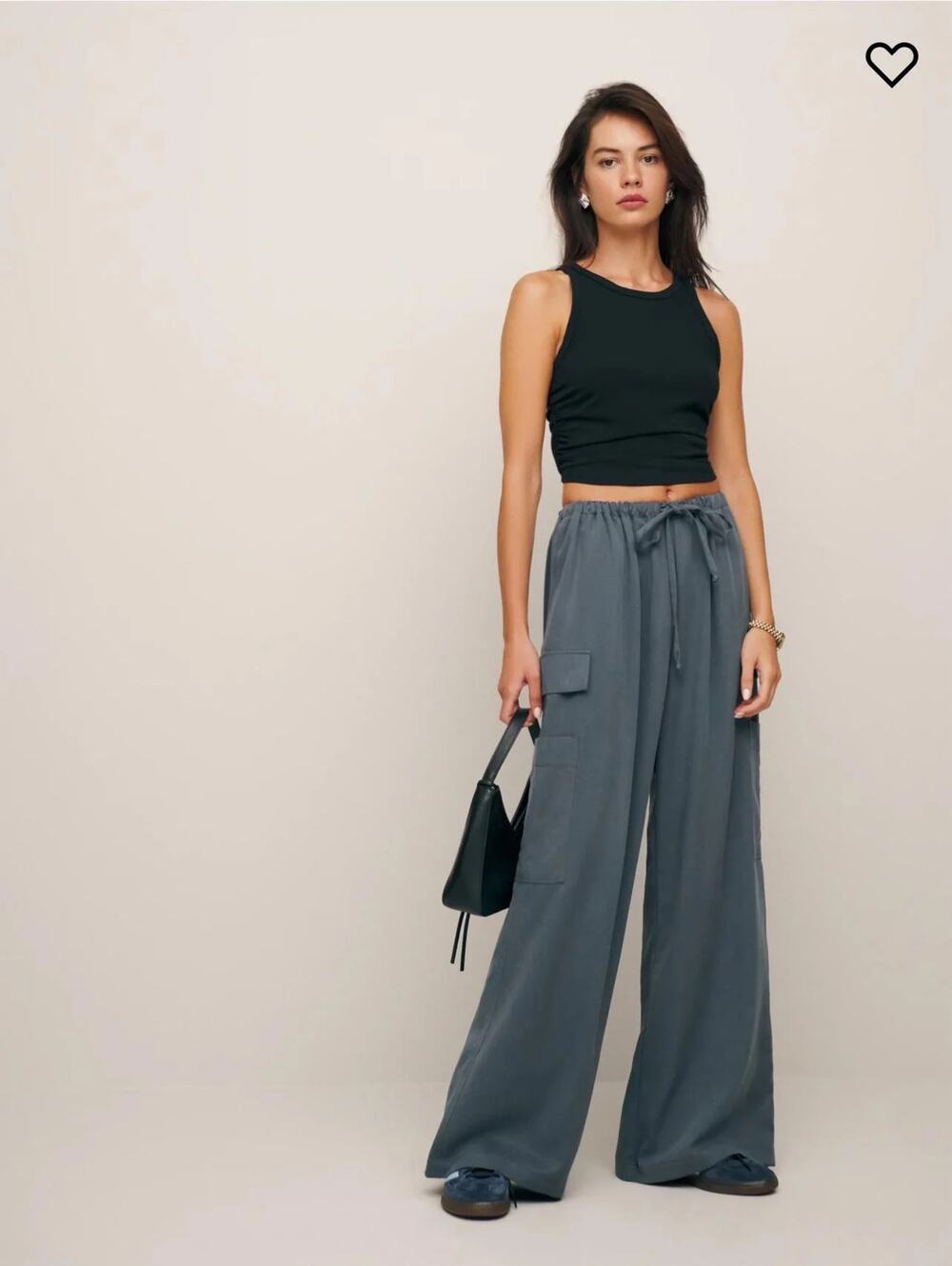 Reformation Ethan Linen Cargo Pants Wide Leg Drawstring Utility Pants